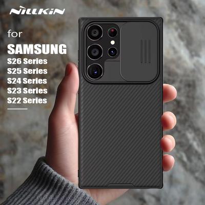 Для Samsung Galaxy S26 S25 S24 S23 S22 Ultra Чехол с бортиком Nillkin CamShield Слайдерная крышка камеры для S24 FE S23 Plus Чехлы для объектива