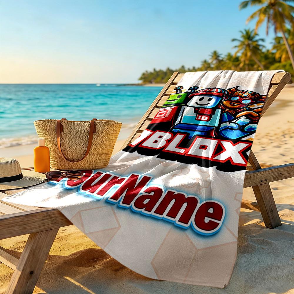Roblox Personalized Text Beach Towel Super Soft & Absorbent Perfect for Traveling Yoga Camping and Swimming