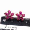 585 Purple Gold Plated 14K Rose Gold Inlaid Flower Ruby Earrings for Women Classic Glamour Luxury Engagement Dinner Jewelry