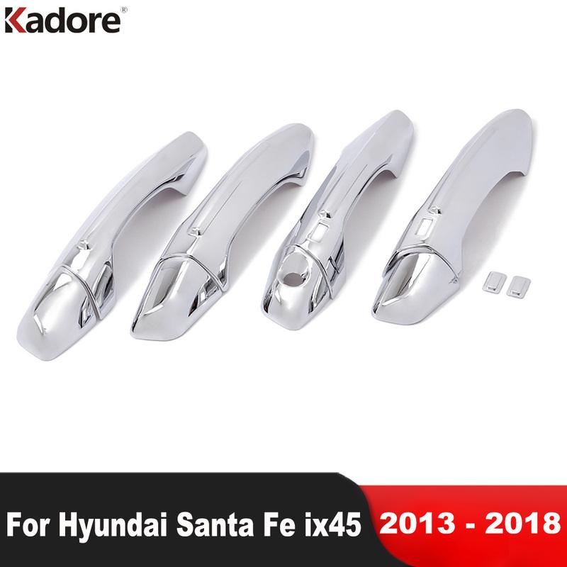 Side Door Handle Cover Trim For Hyundai Santa Fe IX45 SUV 2013 2014 2015 2016 2017 2018 Chrome Decoration Covers Car Accessories