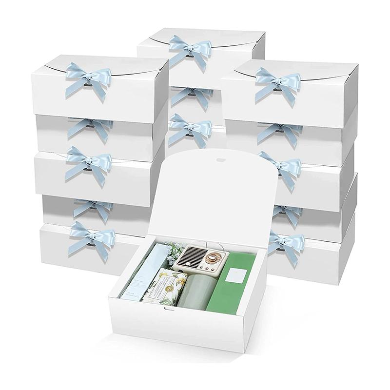 WTEMPO 10 шт. подарочных коробок из крафт-бумаги с бантом из ленты, многоцелевая упаковка для демонстрации ювелирных изделий, идеально подходящая для подарков подружкам невесты, свадебных сувениров