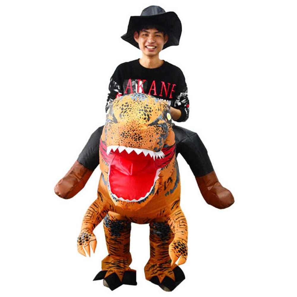 Adults Riding Dinosaur Inflatable Costume Prop Blow Up Inflatable Fancy Dress for Halloween Cosplay Dress Up Party Stage Performance