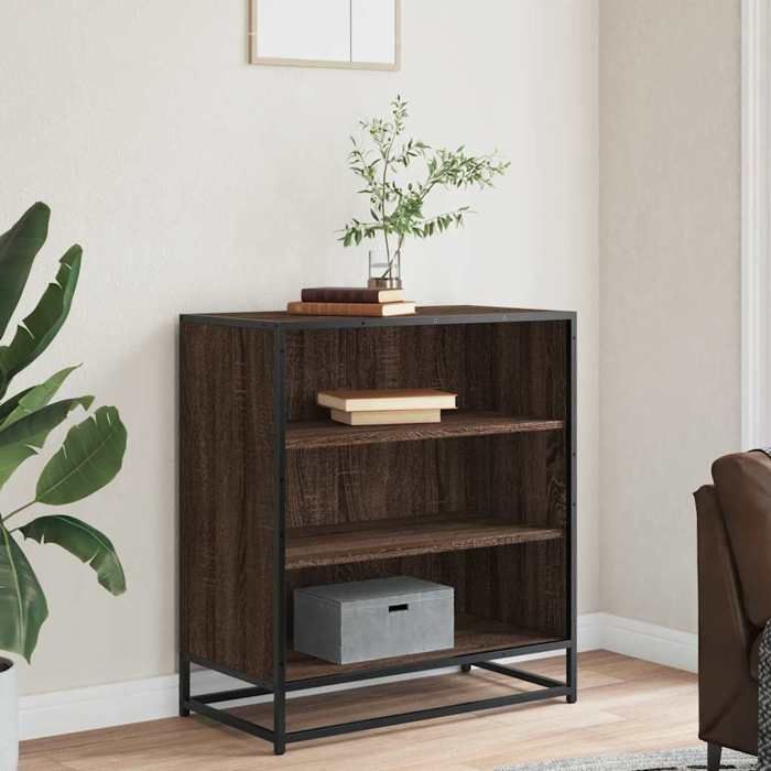 VidaXL Buffet chêne marron 68x35x76 cm bois d'ingénierie et métal, armoire de rangement, meuble d'entrée, meuble d'appoint 848978