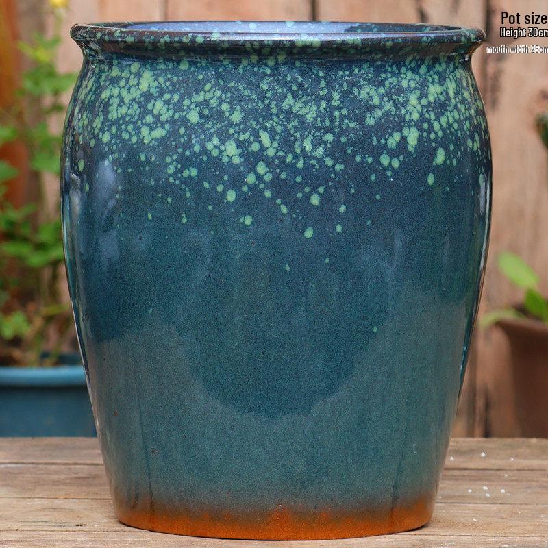Yixing Large Nine-Tailed Fox Tree Ceramic Flower Pot - Breathable Cylinder for Spider Plants and Greenery.