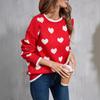 Autumn and Winter Women's Love Pullover Sweater Festival Clashing Long Sleeve Large Size Knitted Sweater
