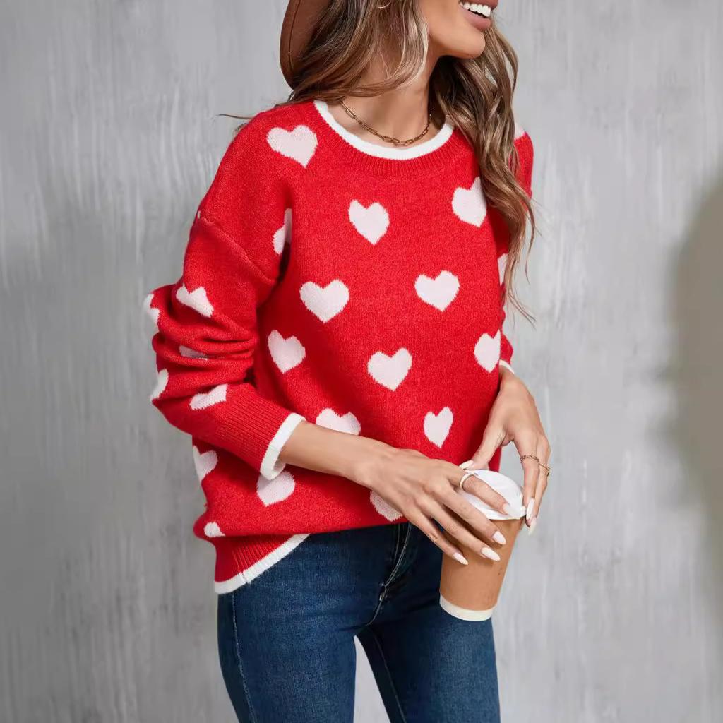 Осенне-зимний женский свитер Love, фестивальный свитер с длинным рукавом, вязаный свитер большого размера