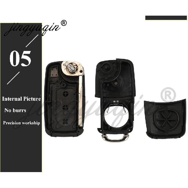 jingyuqin 3/4 Buttons Car Key Shell For VW VOLKSWAGEN Touareg Phaeton Skoda Flip Auto Remote Keyless Case Side Panic Button