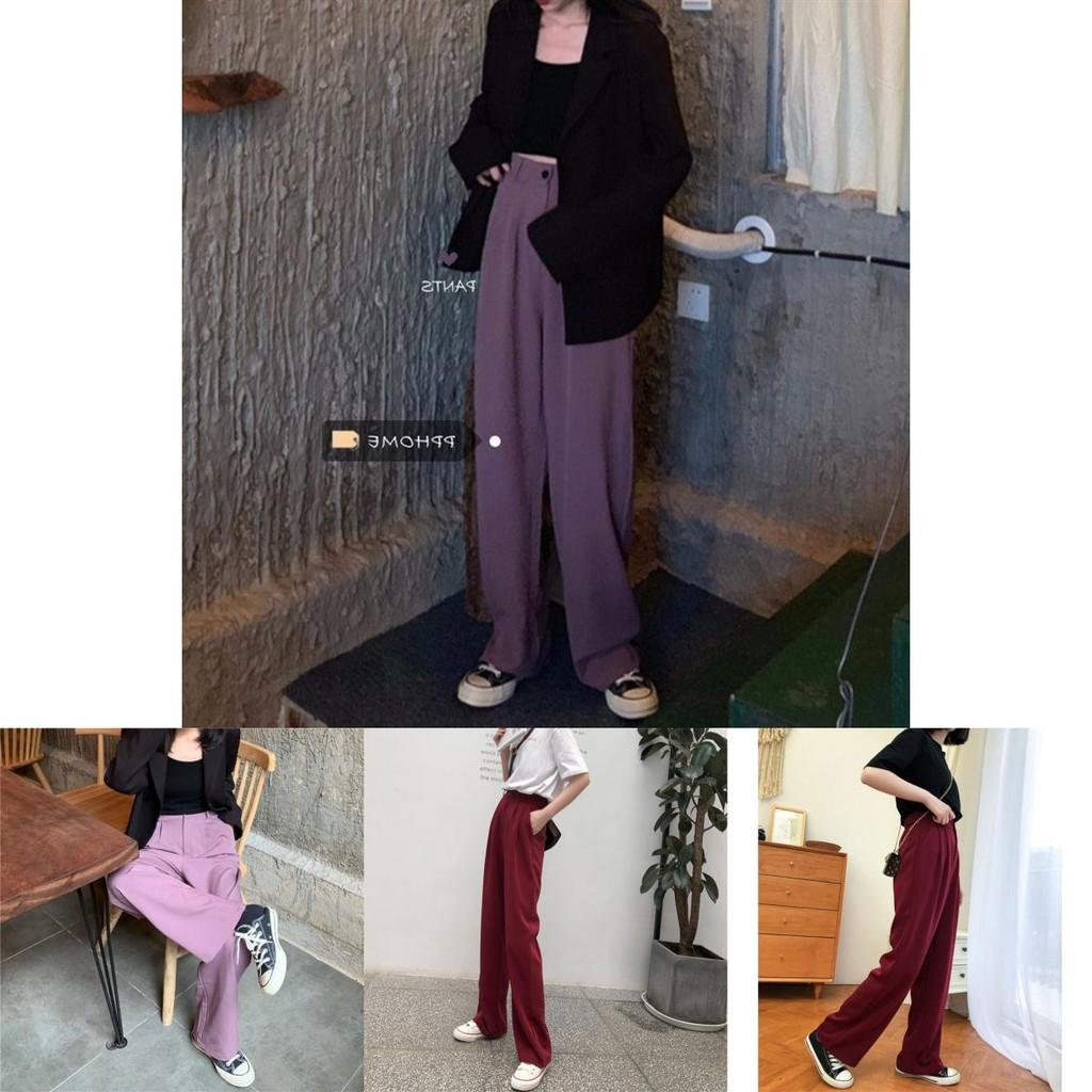 Stylish High-waist Suit Pants In Solid Colors For Casual Wide-leg Comfort