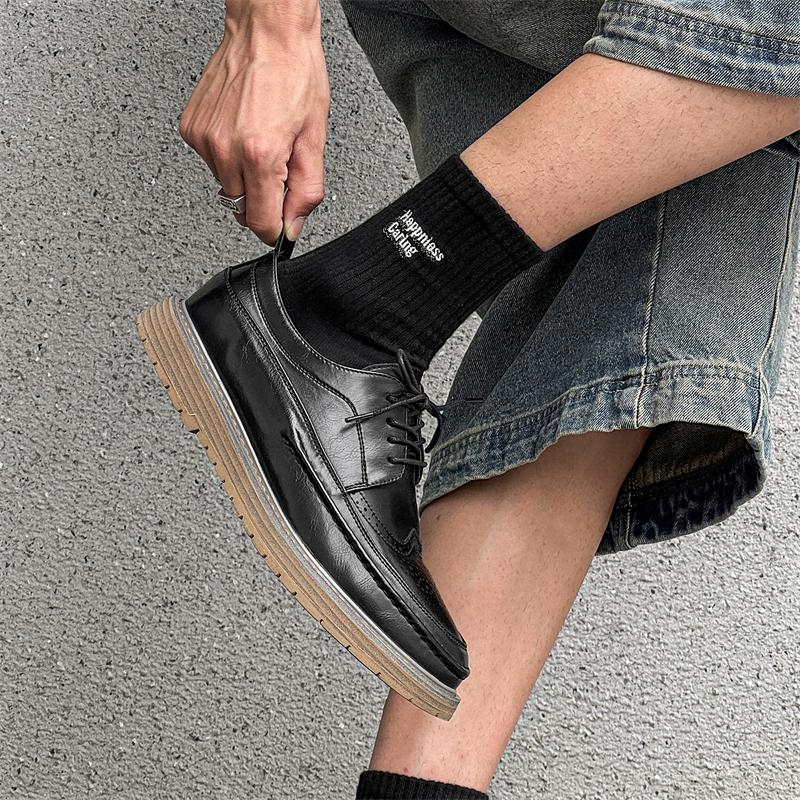 Модные броги мужские кожаные туфли Дизайнерский стиль офис и досуг бизнес Черные туфли OUTDOOR Большой размер молодые универсальные