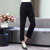Summer High Waist Straight Pants for Women Plus Size Classic Elastic Waist Cotton Linen Trousers