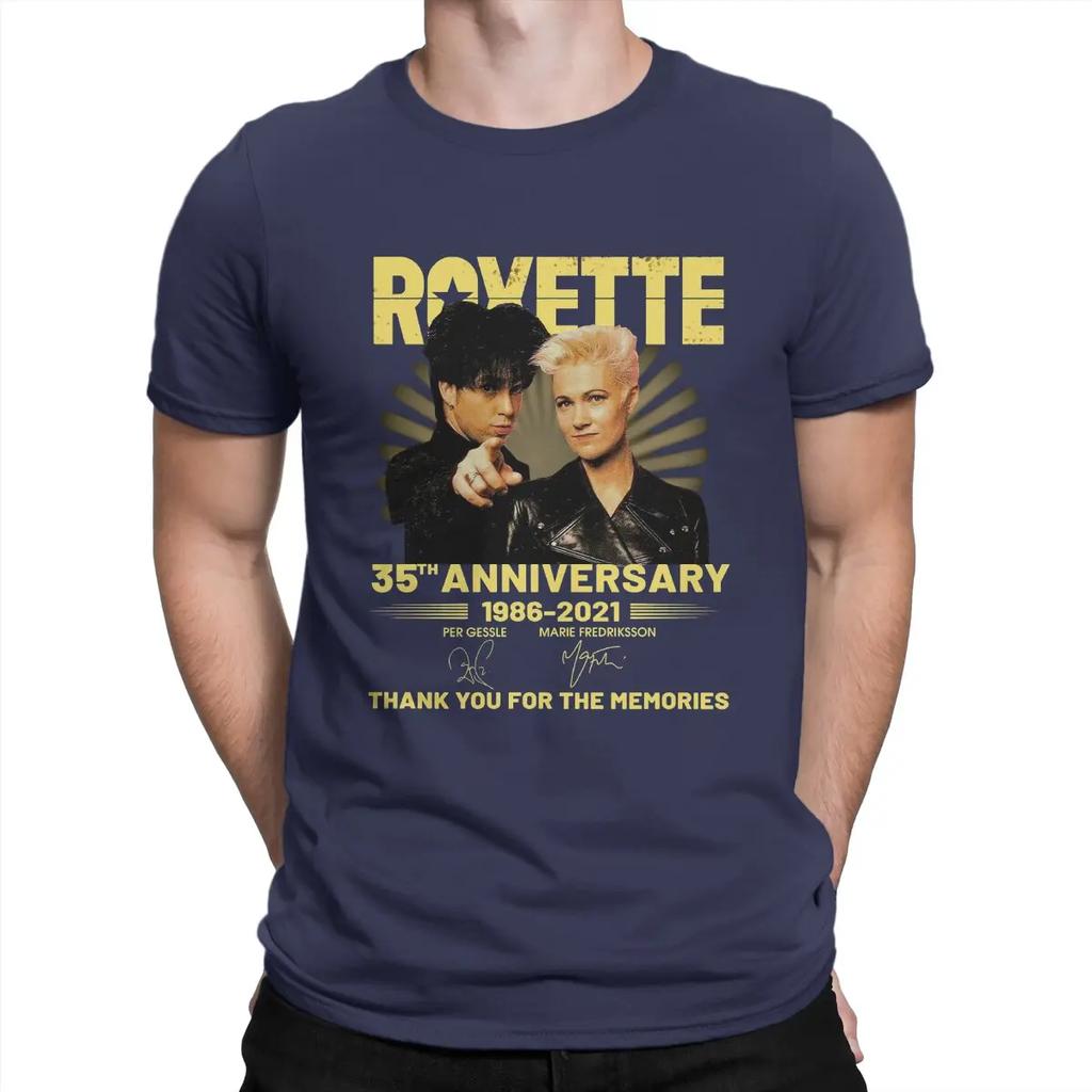 Шведская группа в 1980-х Мужская футболка Roxette Прикольная футболка с коротким рукавом с круглым вырезом 100% Хлопок Одежда для вечеринки