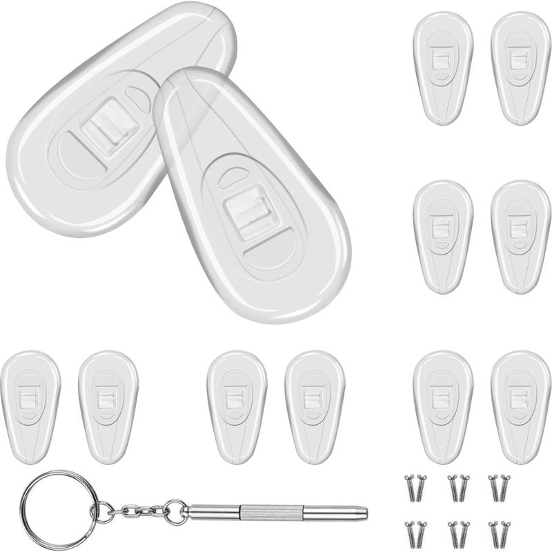 Носоупоры для очков, улучшенные мягкие силиконовые носовые упоры для очков с воздушной камерой, 5 пар вкручивающихся носовых упоров для очков диаметром 15 мм с винтами