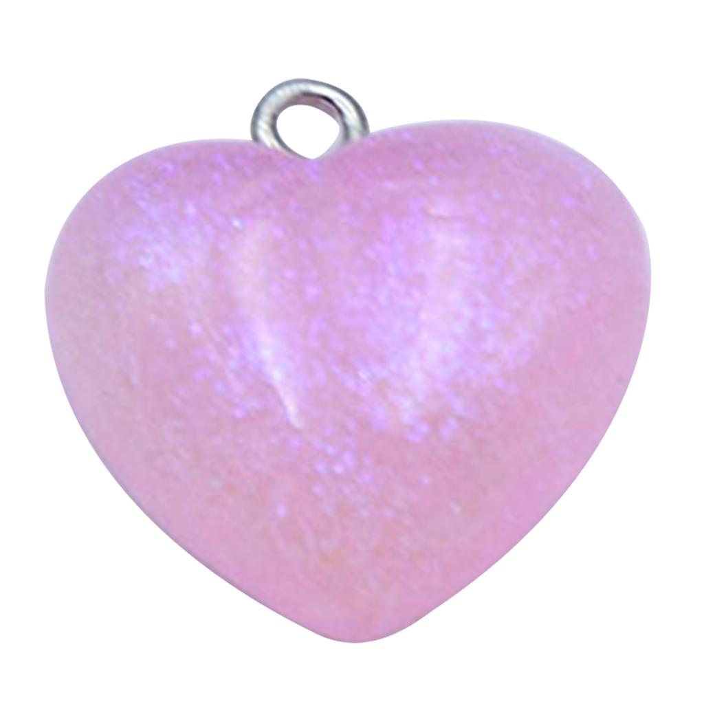 Glittering Heart Charm Heart Beads Sparkling Heart Accessories Resin Material Heart Charm Heart Pendant for DIY Jewelry