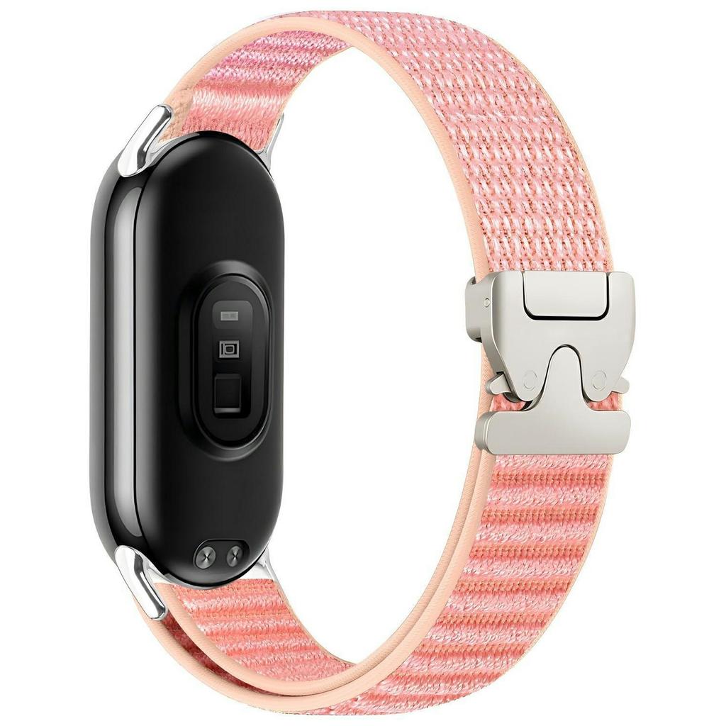 Nylon Watch Band for Xiaomi Smart Band 10 / 9 / 8 Parachute Buckle Woven Wrist Strap with Stainless Steel Connector
