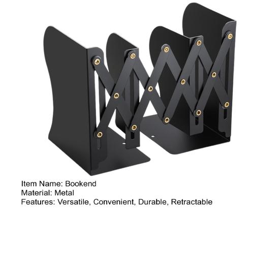 Metal Bookend Retractable Desktop Book Stand Space-saving Book Organizer Holder for Home School Office