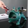 French Bulldog Figurine Key Storage Tray Big Mouth Sunglasses Dog Resin Statue Jewelry Trinket Keys Container Box Animal Desktop Decoration Ornament
