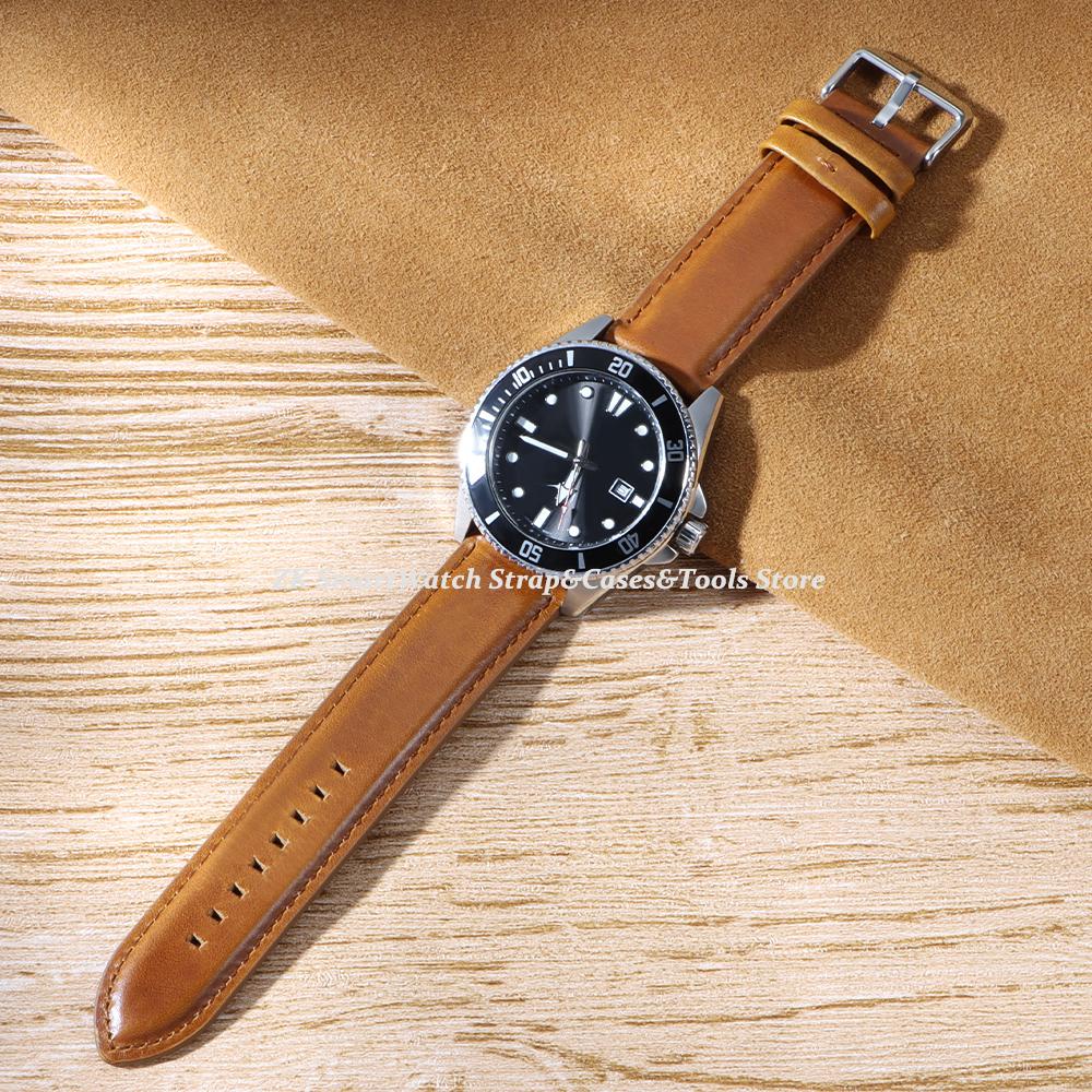 Genuine Leather Watchband Strap 18mm 20mm 22mm 24mm 26mm Black Brown Wristband Soft Quick Release Band for DW for Seiko Bracelet
