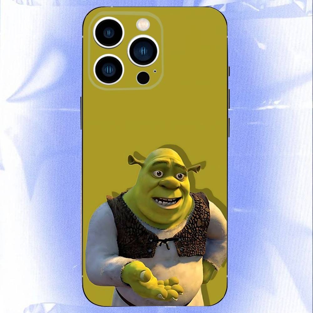 Смешной чехол для телефона с мультяшным Шреком для iPhone 17,16,15,14,13,12,11,Pro,XS,Max,XR,Plus,E,SE4,Mini Черный Мягкий Чехол