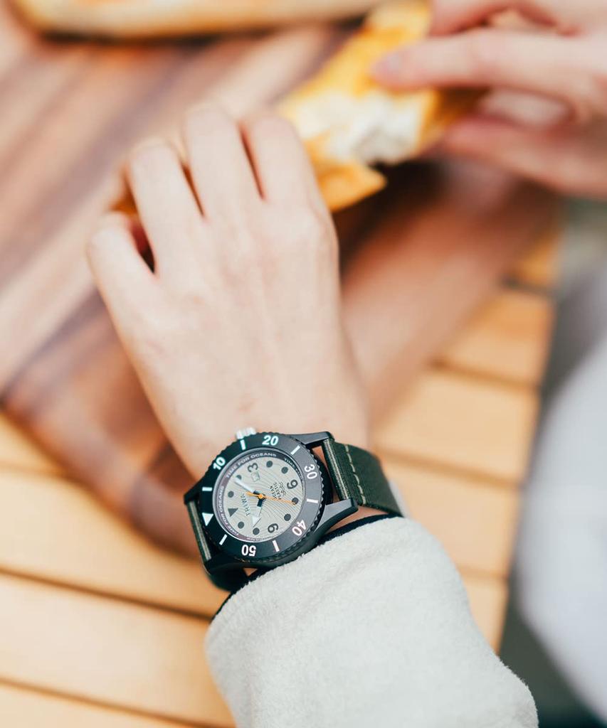 Ремень TRIWA Watch Recycled Campus, японский хаки x черный, TIME FOR SUB OCEANS CAMP, подлинный 10 ATM переработанный морской пластик для мужчин и женщин (унисекс)