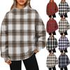 Women's Sweatshirt Sports Flannel  Sweatshirt Long Sleeve Top Casual V-Neck Sweatshirt