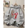 Christmas Reindeer Santa Claus Number 67 Cartoon Print Children's Hoodie Black Holiday Style Boys and Girls Casual Top