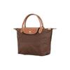 Longchamp Le Pliage Original Минималистичная сумка-тоут для ежедневных поездок с текстурированным нейлоновым холстом, кожей и логотипом, форма "пельмень", маленькая, женская, цвет Эбеновое дерево 1621089P81
