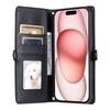 For iPhone 16 Pro Leather Case Wallet Stand Phone Cover with Straps