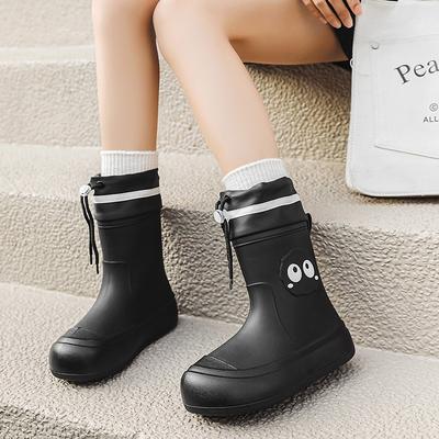 Женские резиновые сапоги, новые, средней длины, студенческие, из резины, износостойкие, нескользящие, водонепроницаемые, на толстой подошве, вельветовые короткие резиновые сапоги