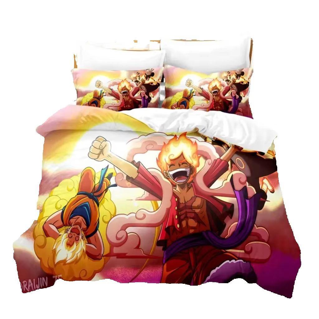 3D Kids Boys Anime One Pieces Duvet Cover Merry Christmas Bedding Set Queen King Full Size for Holiday Bedroom Teens Women Gift