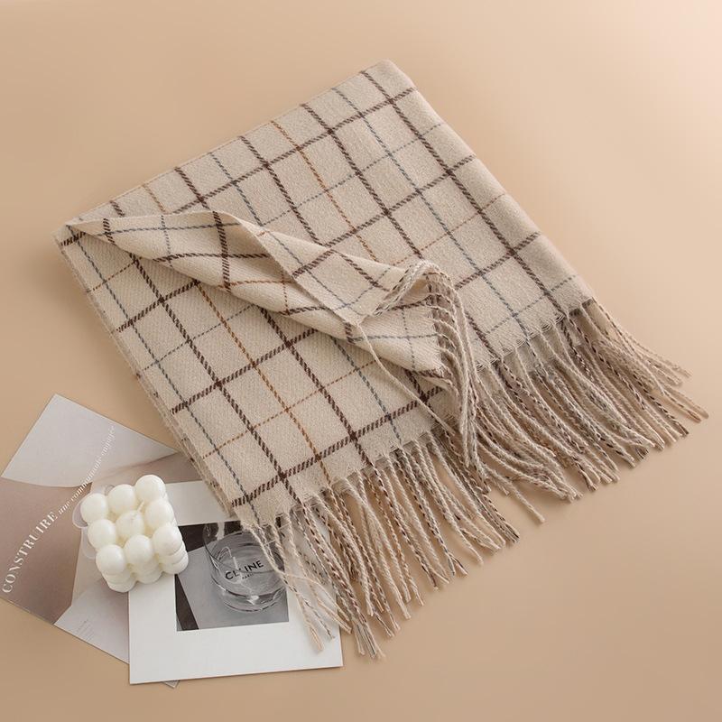 Maillard Scarf Women's Winter New Korean Style High End Retro Versatile Plaid Warm Couple Scarf