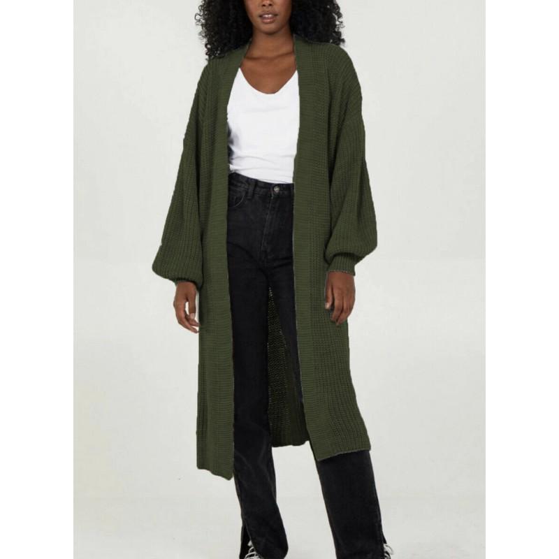 Oversized Long Sleeve Knit Cardigan Sweater Women Winter Loose Fit Plus Size V-Neck Open Front Longline Coat