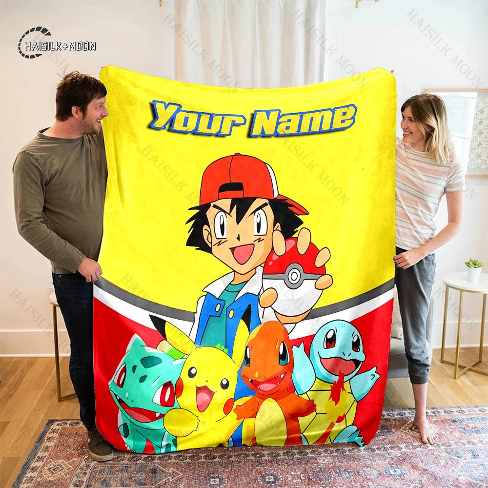 Free Shipping P-Pikachu C-charizard Print Blanket, for Bedroom Living Room Bed Sofa Office Nap Travel Camping Holiday Great Gift