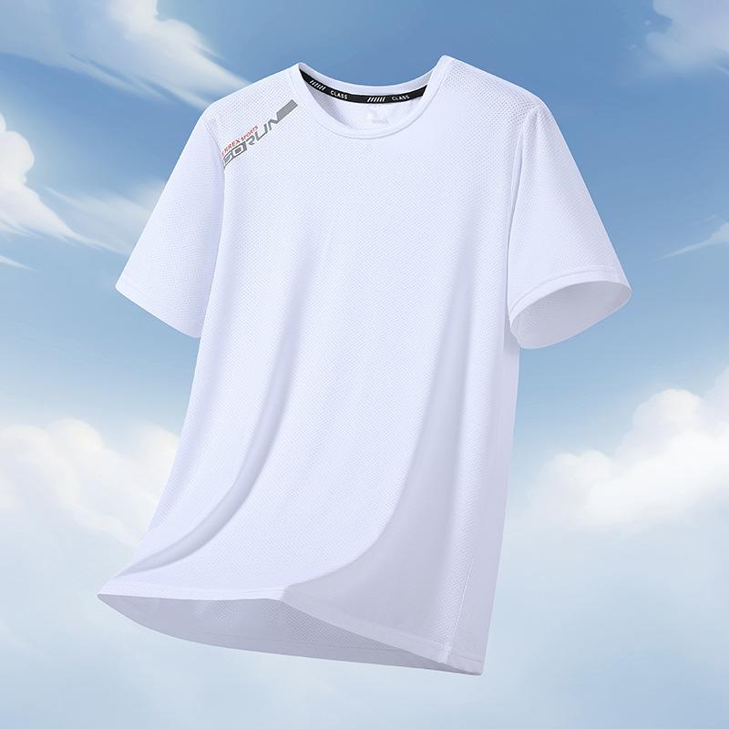 Футболка с короткими рукавами Ice Silk 12XL Summer с функцией увеличения жира и воздухопроницаемостью для мужчин, с большой скоростью бега и сушкой