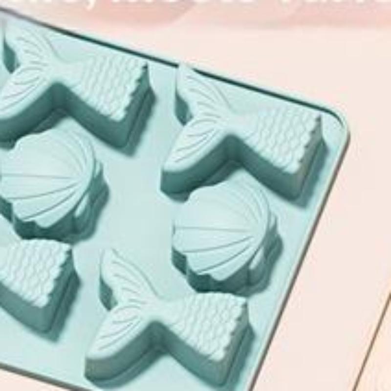 Marine Theme Fondant Silicone Mold,Seashell,Mermaid Tail,DIY Handmade Baking Tools For Mermaid Theme Cake Decoration
