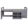Children's Bed 90×200 cm, with Storage Compartments Desk with Sockets according to European Standard Single Bed Wooden Bed Grey