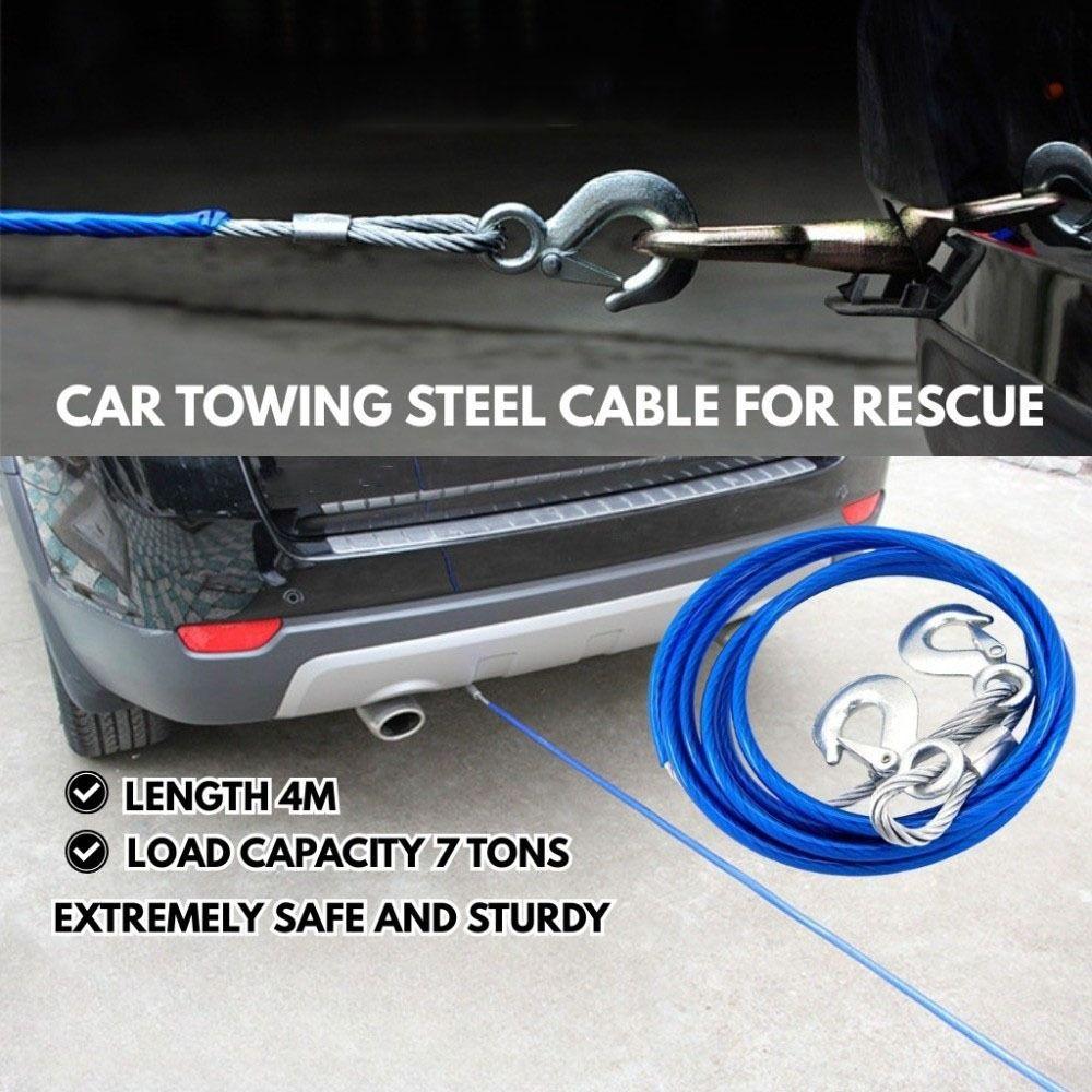 Steel Emergency Rope Wear Resistant Steel Wire Traction Roping Secure Trailer Rope Car Rescue Tool