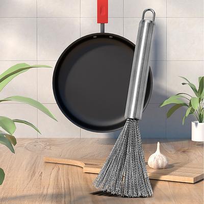 Нержавеющая сталь Щетка для сковороды Чаша Тарелка Длинная ручка Сильная дезинфекция Удобная быстрая мойка Плита Кухонные чистящие инструменты