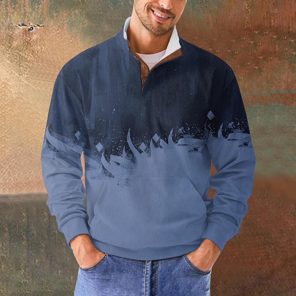 Мужская повседневная толстовка в стиле ретро с градиентным принтом