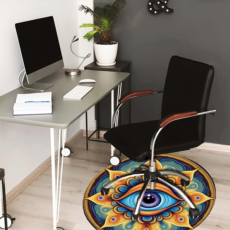 1pc Office Carpet Chair Mats Psychedelic Eye Mandala Perfect for Decorating Office Chairss, Or Bedrooms.YDT443
