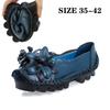 Vintage Real Leather Ballet Flats Shoes Women's Loafers Anti Skid Blue Moccasins Ladies Waterproof Driving Shoes Big Size 42