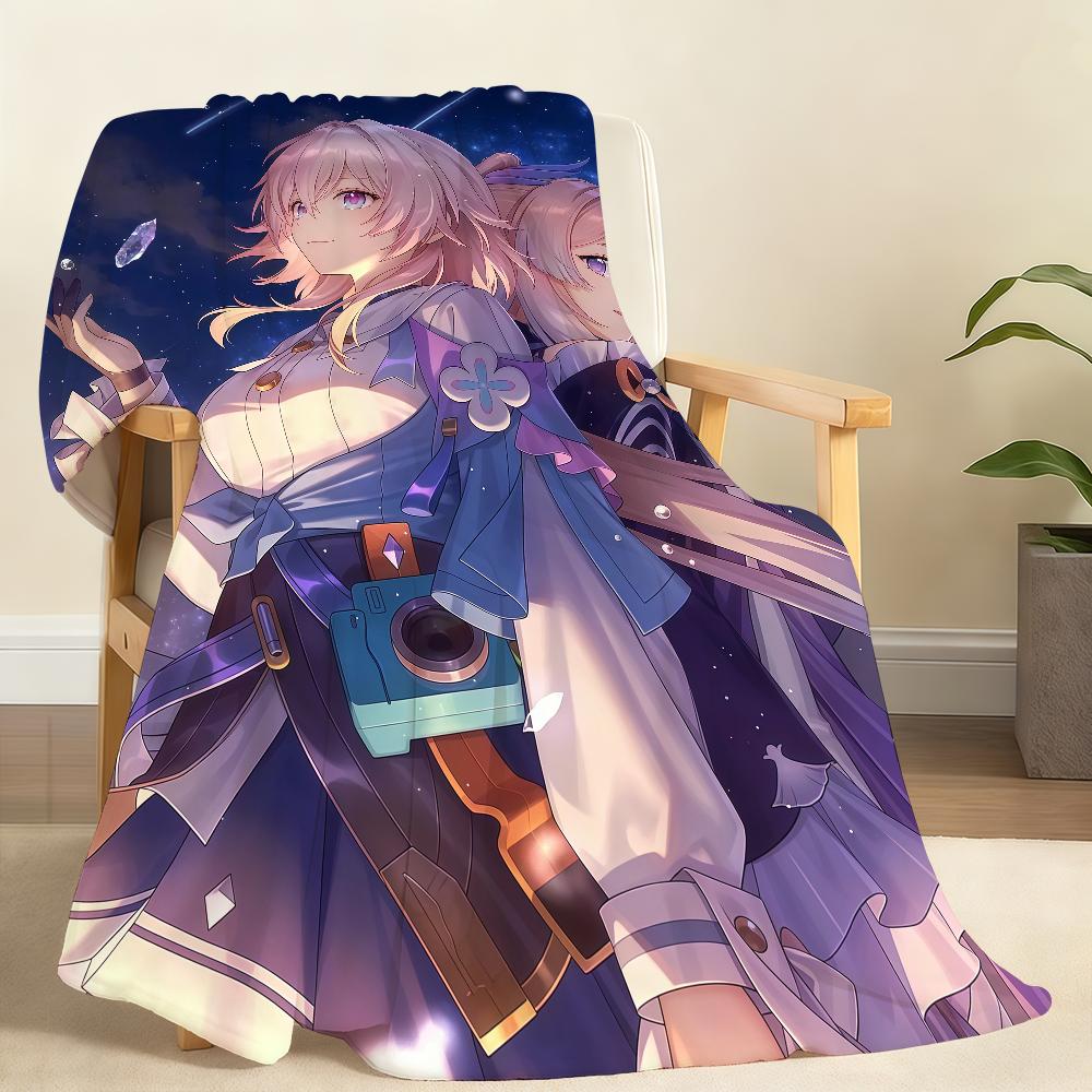 Плед Game Honkai Star M Марч 7th Мягкий плед для дома спальни кровати дивана пикника путешествия офиса Покрывало одеяло Подарок