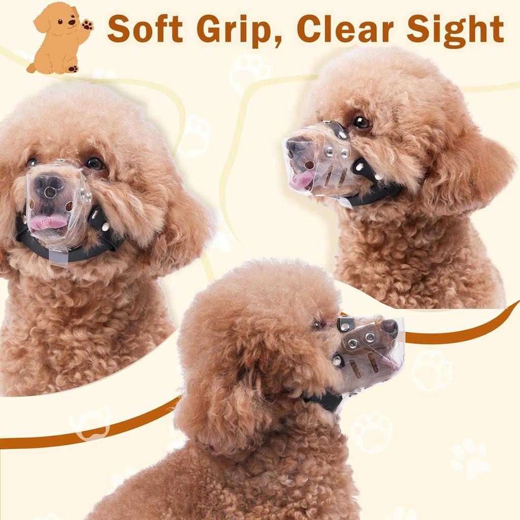 Mayerzon Dog Muzzle, Basket Muzzle for Small Medium Dogs Poodle Dachshund Corgi, Clear Puppy Mouth Cover for Grooming Vet Visits To Prevent Biting