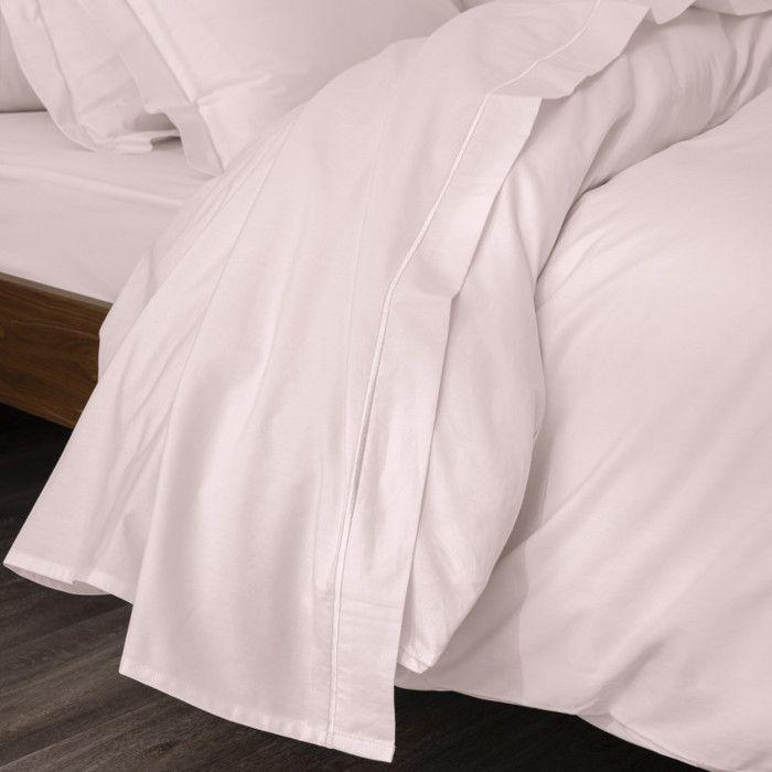 Drap plat percale de coton peigné "Julian" toutes dimensions Coton Pur - 240x300 - Julian Rose