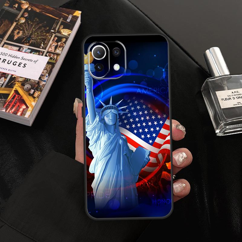 Чехол с изображением флага Америки и Статуи Свободы для Xiaomi 14T Pro 11T 12T 13T 13 14 15 Ultra POCO X7 Pro X3 X5 X6 M6 F5 F6 Pro