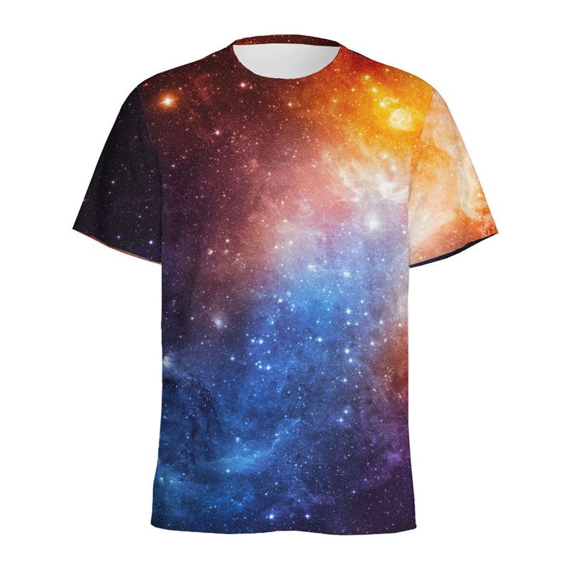 Футболка с красочным рисунком галактики и космоса для мужчин, с круглым вырезом и коротким рукавом, с принтом вселенной и звездного неба, футболки, топы, женская свободная футболка