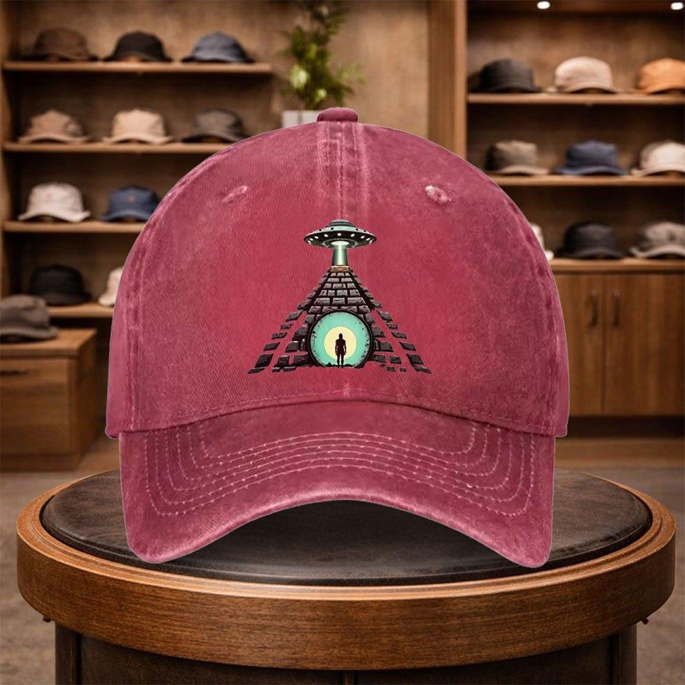 A UFO Printed Baseball Cap a Casual Duckbill Hat Stylish And Adjustable for Outdoor Use Suitable for Travel And Beach Vacatio