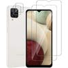 2 Pack for Samsung Galaxy A12 6.5" Tempered Glass Screen Protector + 2 Pack Tempered Glass Rear Camera Protector Anti Scratch