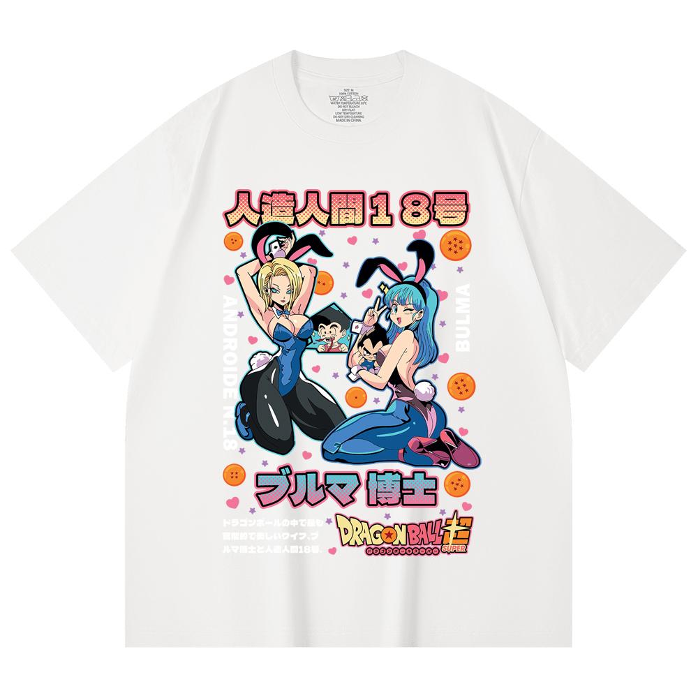 230 г/м² 100% хлопок Dragon Ball V26 Бульма Андроид Принт Унисекс Тяжелая хлопковая футболка