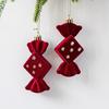2 Pcs Velvet Christmas Ornaments Shatterproof Glitter Sequins Flocked Bell/Candy Cane/Ice Isicle Hanging Decoration for Xmas Tree Holiday Party Decor