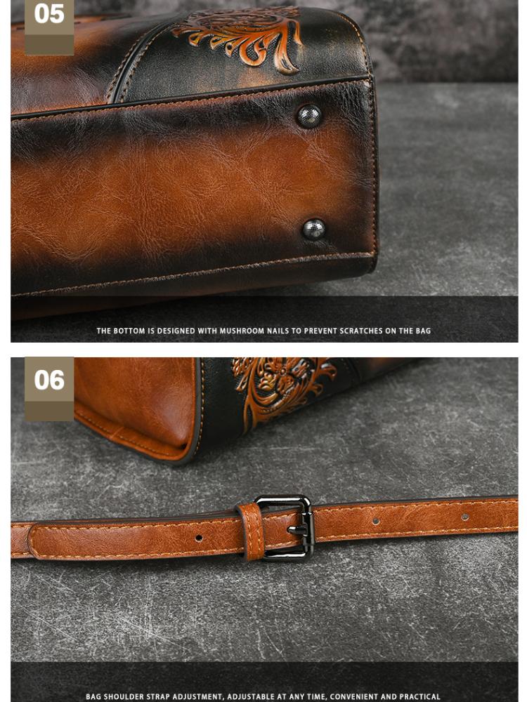 Johnature Роскошная большая вместительная сумка ручной работы, женская кожаная сумка с тиснением, универсальные сумки через плечо и через плечо